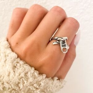 925 Sterling Silver Zipper Ring Zip Design Ring Unique Ring Geometric Fun Ring